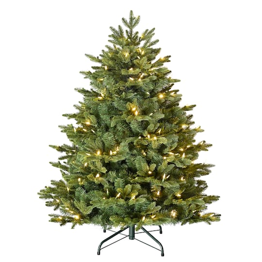Puleo International 4.5ft. Pre-Lit Noble Fir Artificial Christmas Tree, Warm White & Multicolor LED Lights